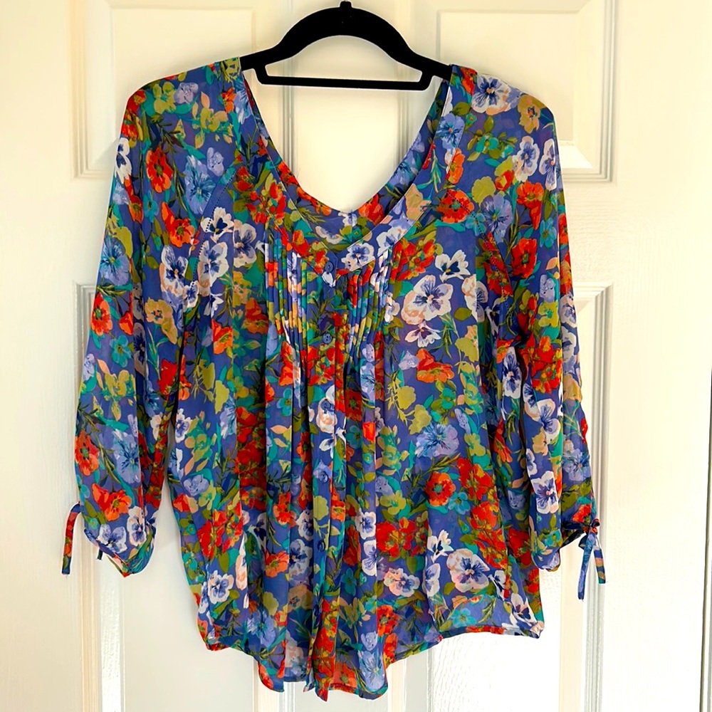 Lauren Conrad sheer floral blouse